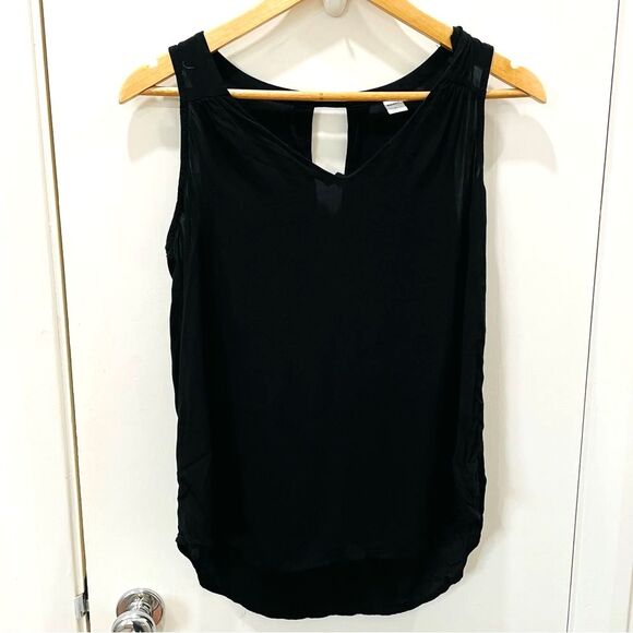 Old Navy Womens Lightweight Size S Black Semi Sheer Tank Top Keyhole Back Casual - Picture 1 of 10
